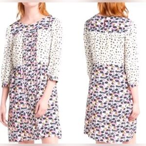 EUC Boden Hopscotch Ivory Poppy Meadow Dress Size US 10L UK 14L Pink Navy